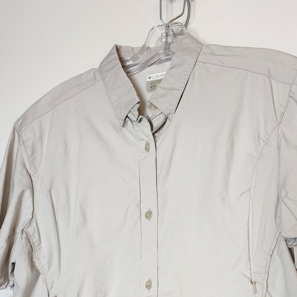 Columbia Omni Shade Outdoor Womens Top Blouse Zippers Short Sleeve Summer Hiking - Picture 7 of 8